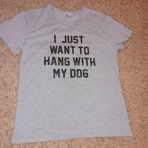 DiyPrint Fashion Women's "I Just Want to Hang With My Dog" Grey Shirt